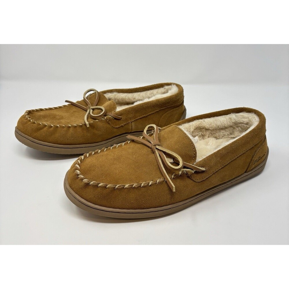 MyPillow MySlipper Mens Moccasin Slippers Size 11 Tan House Leather Shoes